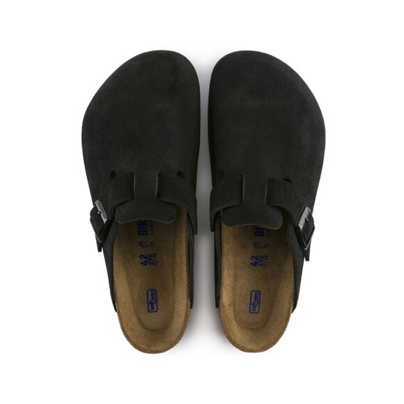 Birkenstock Boston Soft Footbed Suede Leather Black 0660473 Narrow - Picture 5 of 6